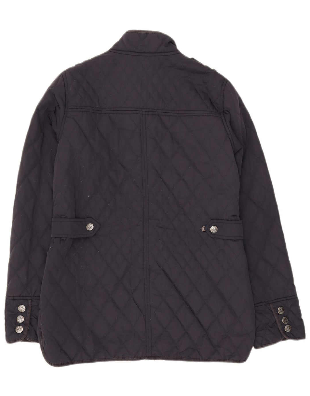 CREW CLOTHING Womens Quilted Jacket UK 10 Small Navy Blue Polyester