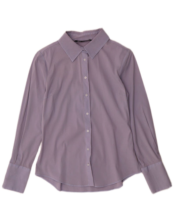 Zara Camisa Formal Mujer UK 42 Algodón Azul Medio