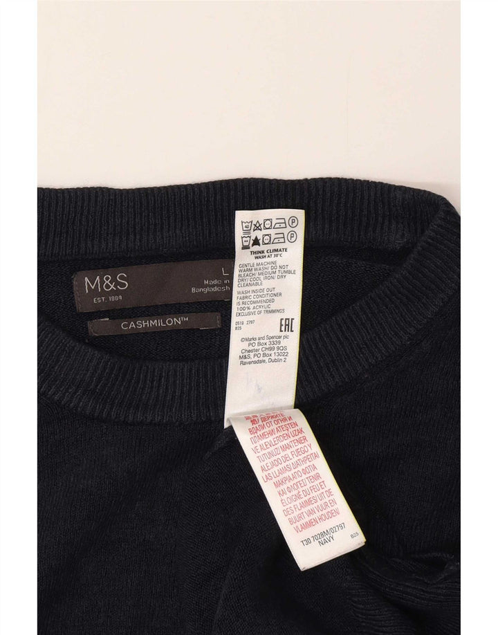 Marks & Spencer - Jersey de cuello redondo para hombre, talla grande, acrílico azul marino
