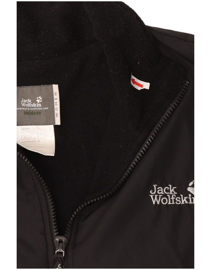 Jack Wolfskin Chaqueta cortavientos con forro para mujer UK 12 Mediano Negro Poliéster