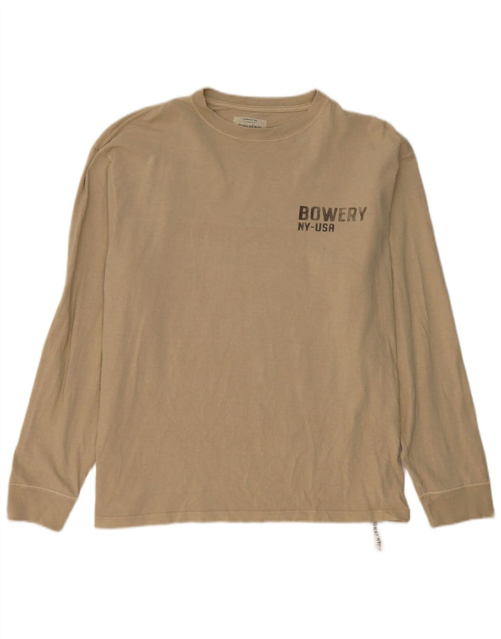 BOWERY Top gráfico para hombre de manga larga de algodón beige grande