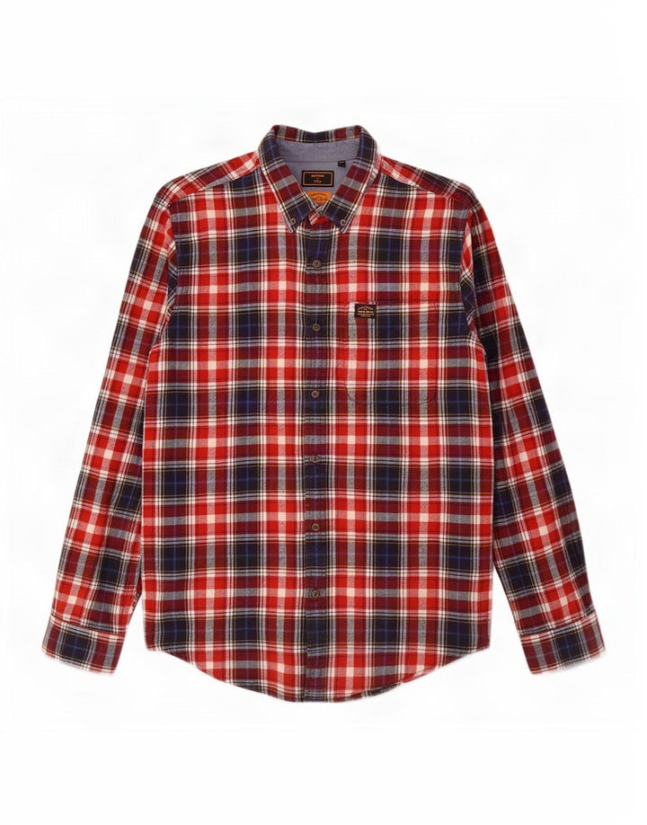 Superdry Camisa De Franela XL De Algodón A Cuadros Rojos