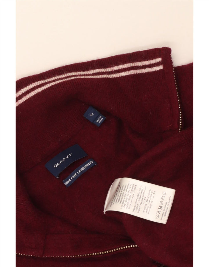 Gant Suéter tipo jersey con cremallera y cuello para mujer UK 40 Medium Maroon Lambswool