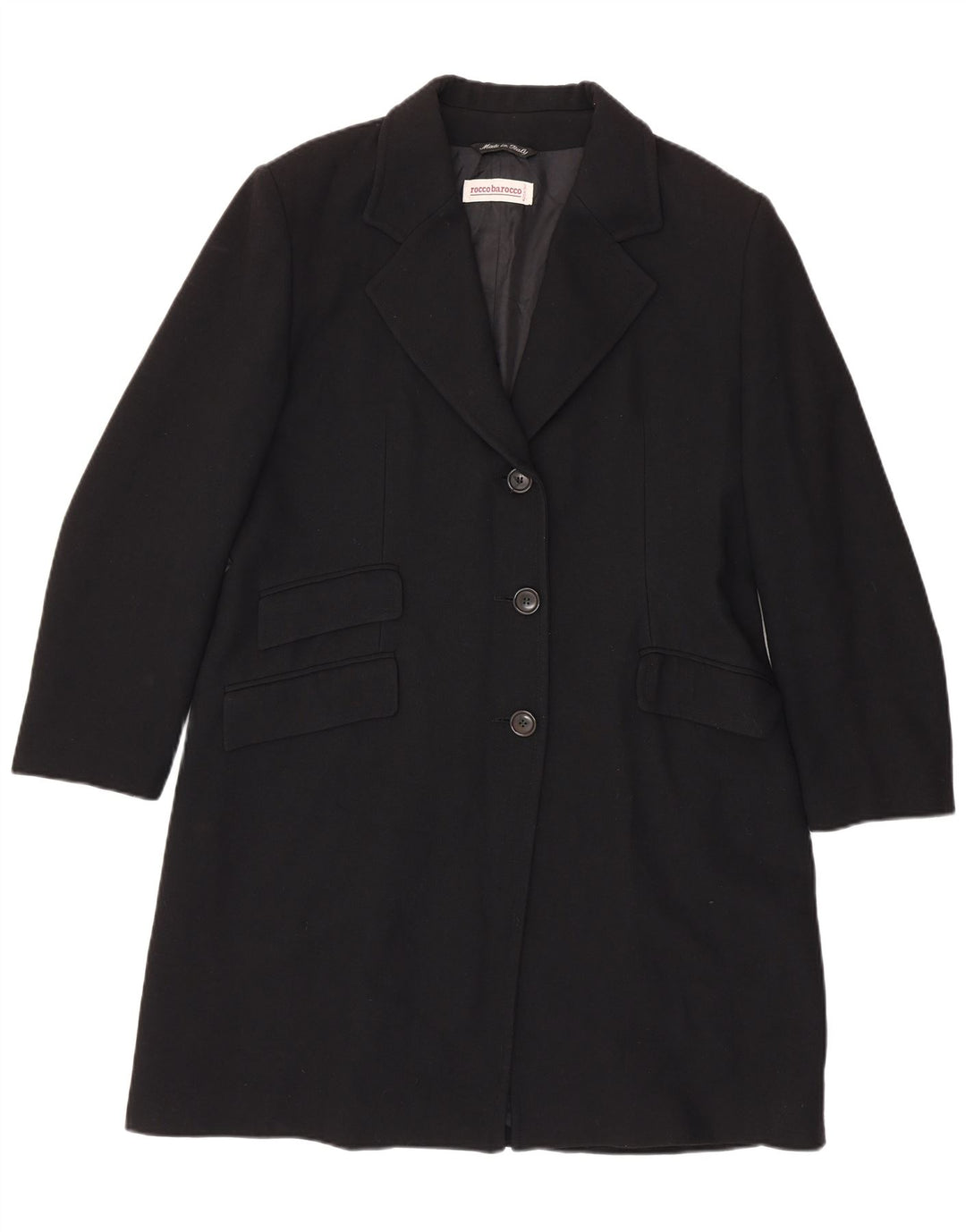 Roccobarocco Chaqueta tipo blazer larga con 3 botones para mujer UK 46 Grande Negro