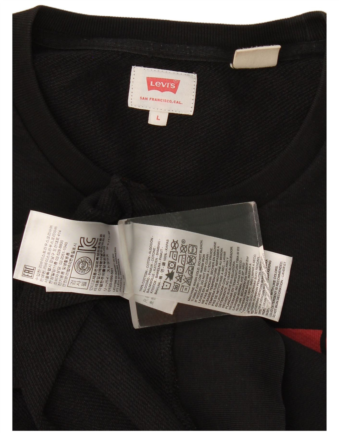 Levi's Hombre Sudadera Gráfica Jumper Grande Algodón Negro