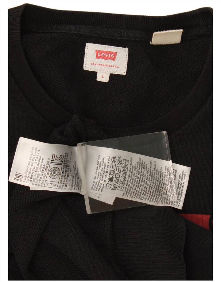 Levi's Hombre Sudadera Gráfica Jumper Grande Algodón Negro