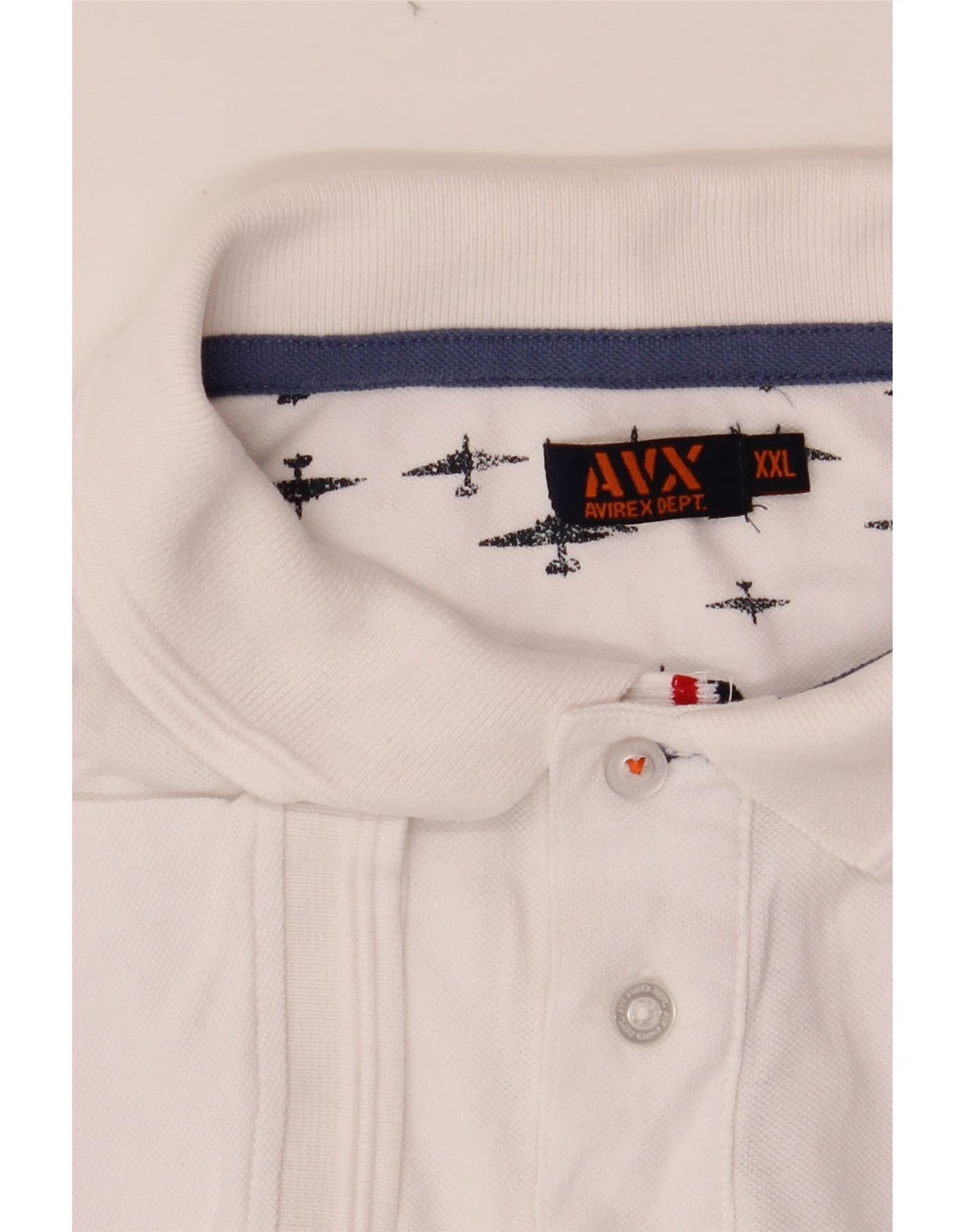 AVIREX Mens Polo Shirt 2XL White Cotton