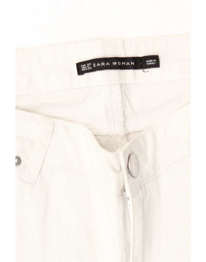 Zara Jeans Rectos Mujer EU 40 Medium W30 L30 Algodón Blanco