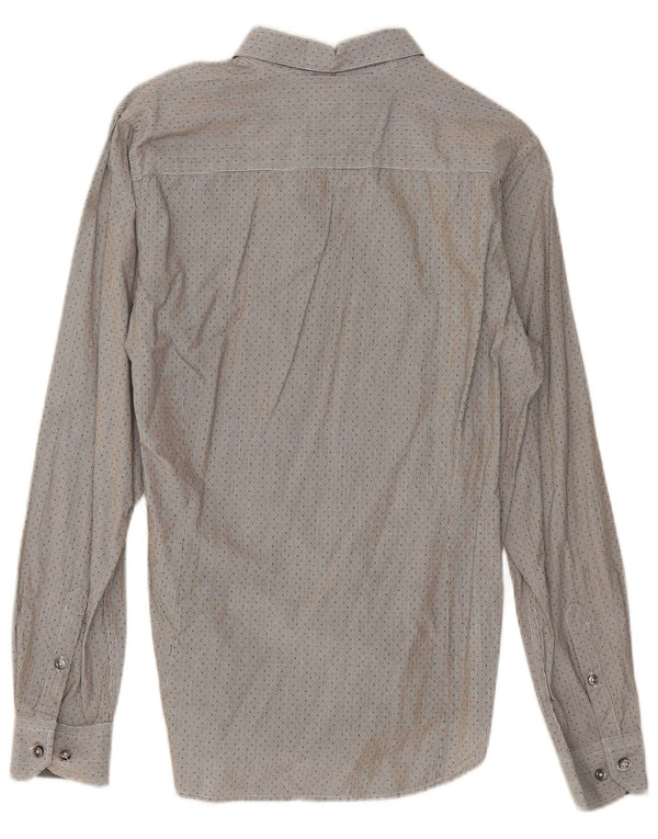 Camisa para hombre Sisley Talla 40 15 3/4 Algodón a rayas gris medio
