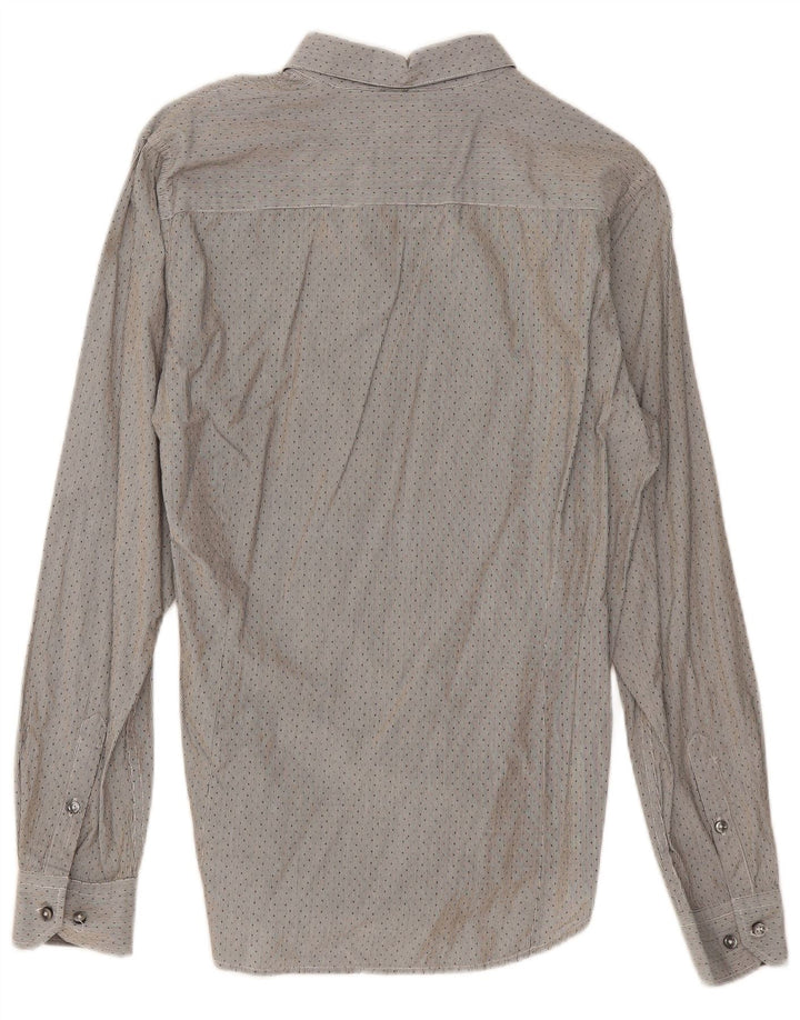 Camisa para hombre Sisley Talla 40 15 3/4 Algodón a rayas gris medio
