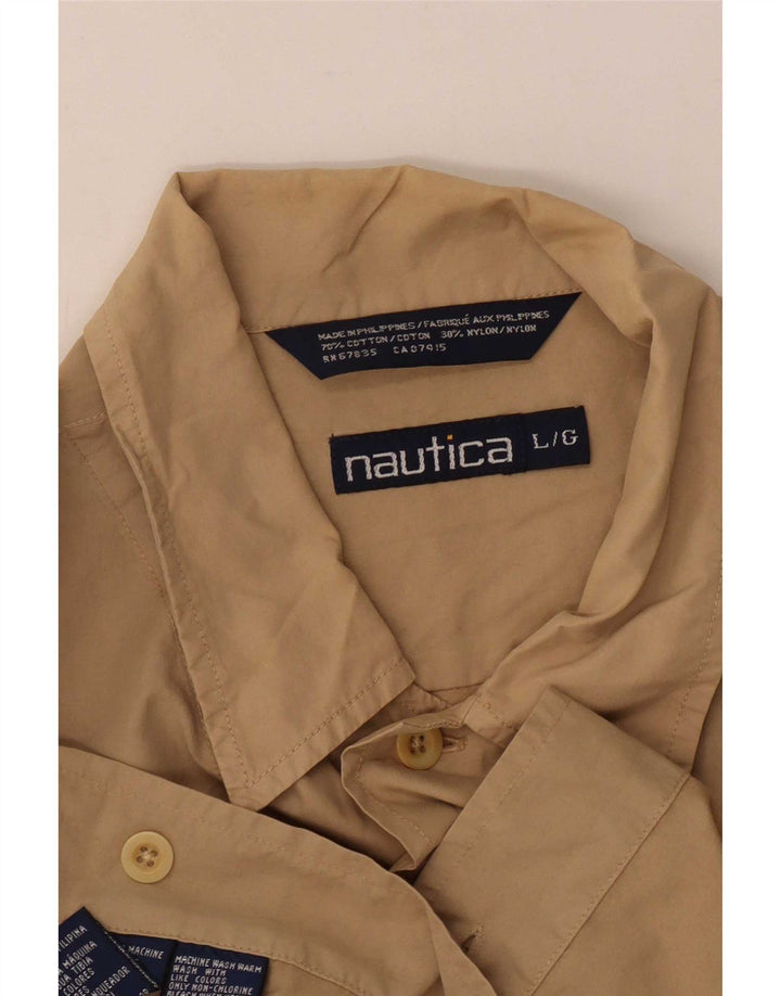 Nautica Camisa Manga Corta Hombre Algodón Beige Grande