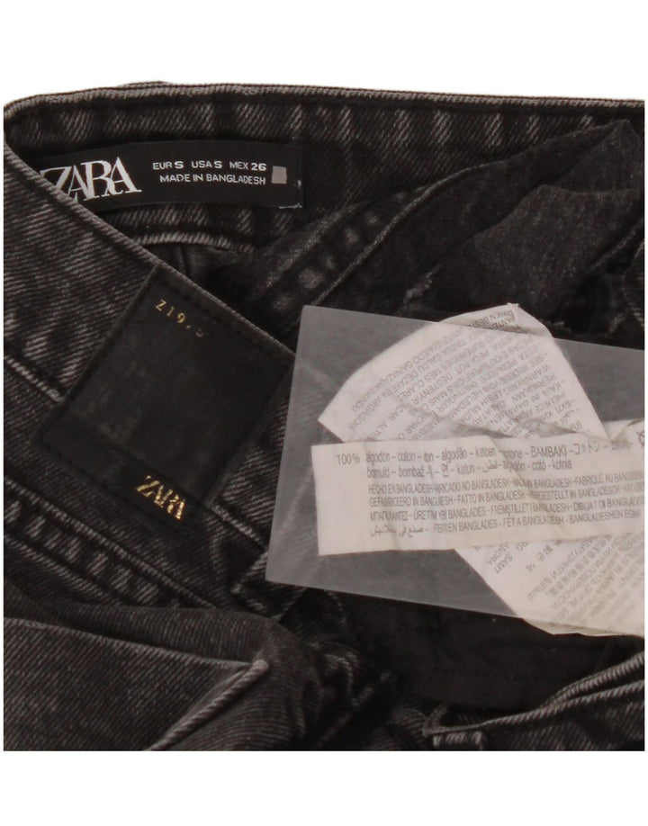 ZARA Mujer Shorts Vaqueros De Tiro Alto Small W26 Algodón Gris