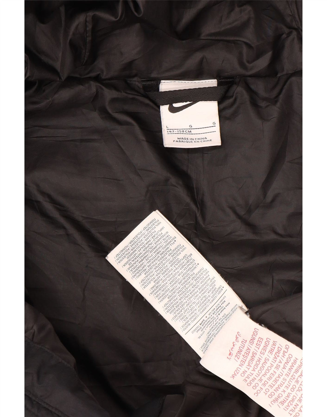 Nike Chaqueta acolchada con capucha para niños 12-13 años Grande Poliéster negro