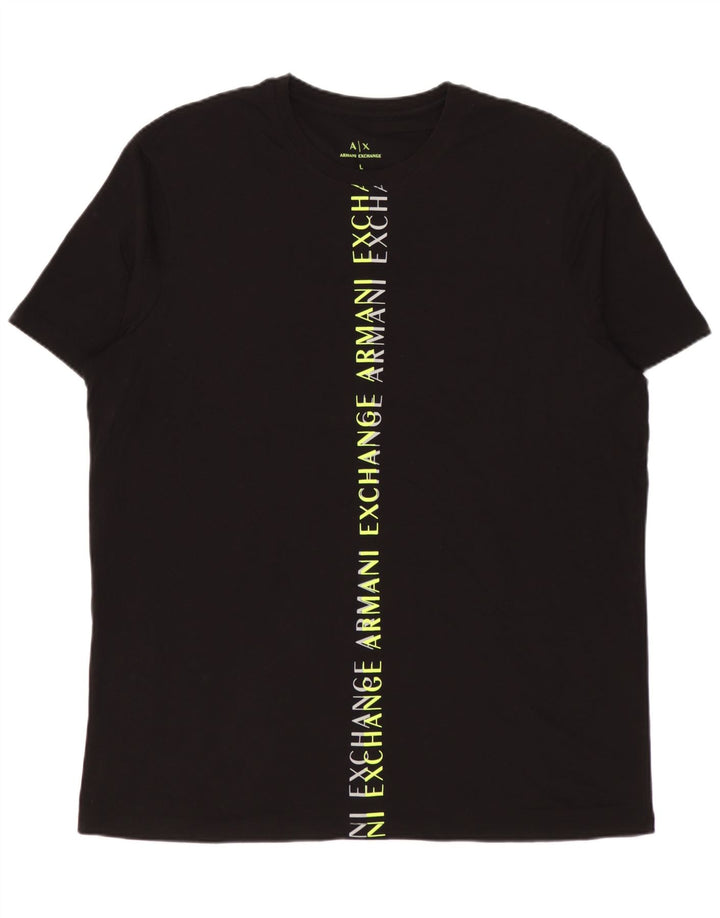 Armani Exchange Camiseta gráfica para hombre Top grande de algodón negro