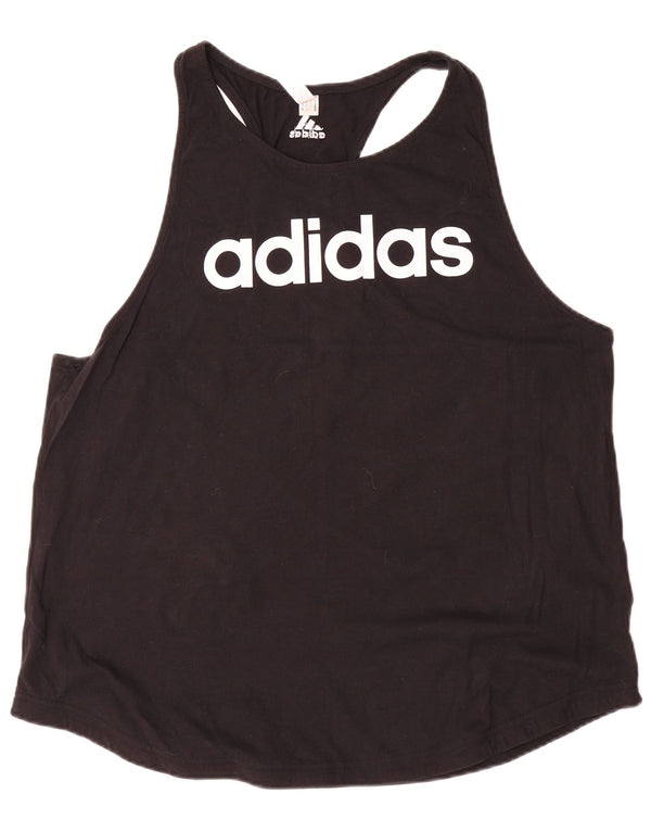 Adidas Camiseta sin mangas gráfica para mujer UK 24/26 2XL Algodón negro