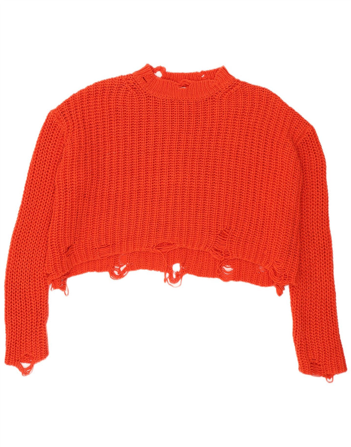 Zara Mujer Crop Oversize Cuello Alto Jersey Jersey UK 10 Small Naranja
