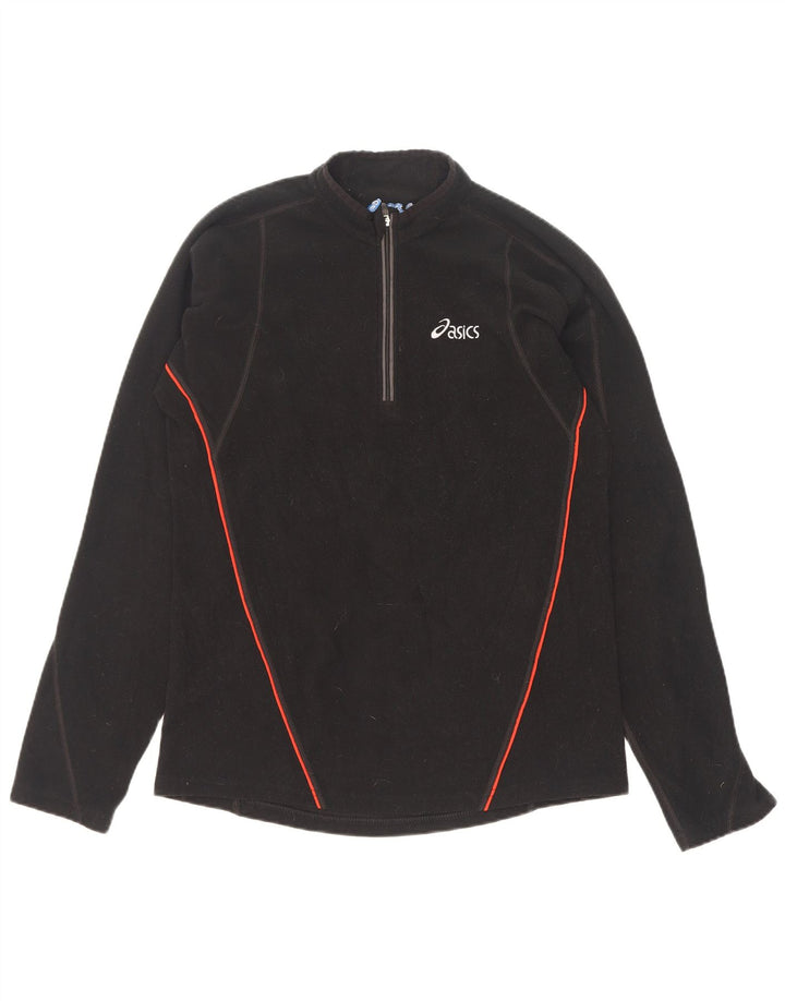 Asics Hombre Zip Neck Fleece Jumper Pequeño Poliéster Negro