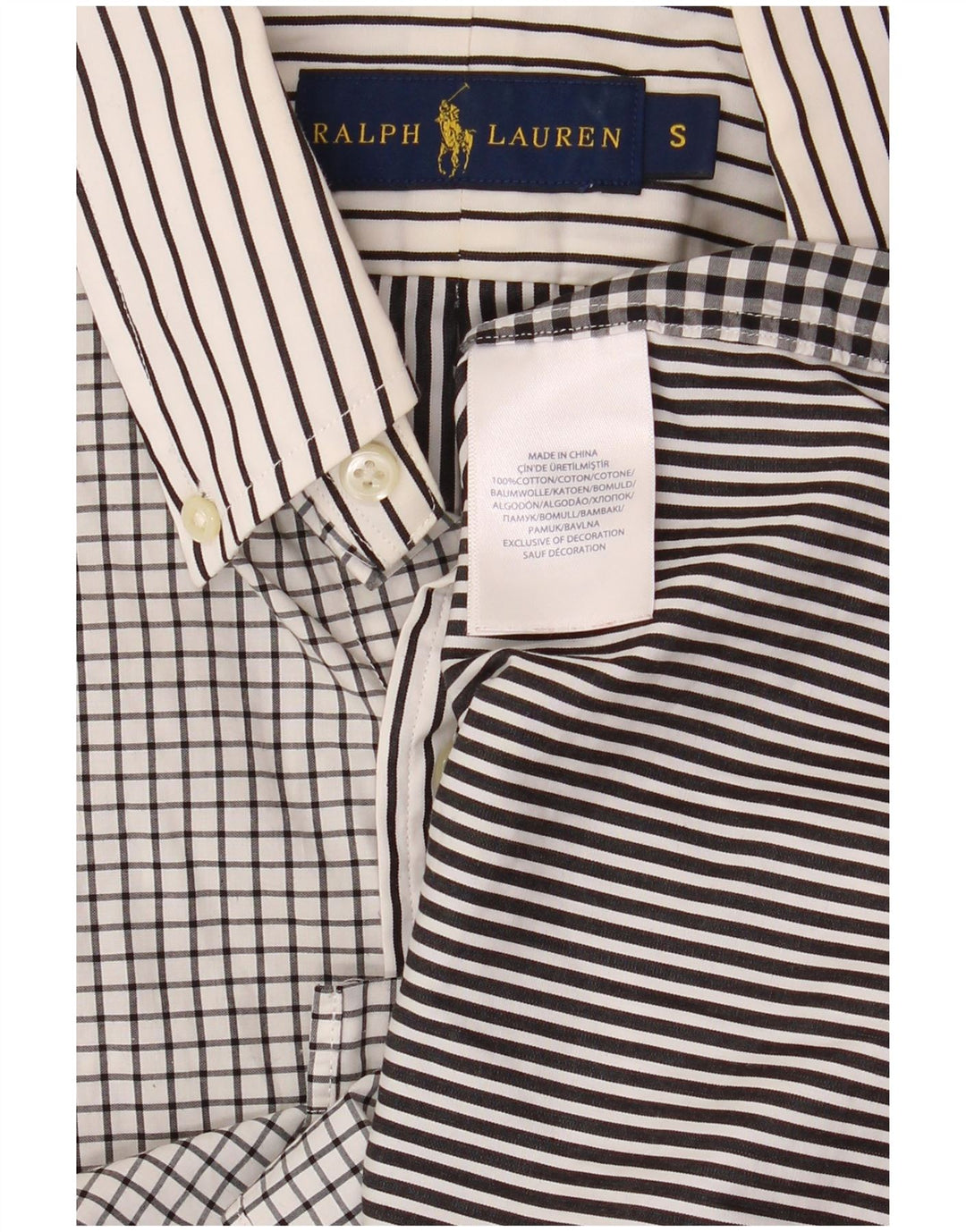 Camisa Ralph Lauren Hombre Pequeña Algodón Patchwork Negro