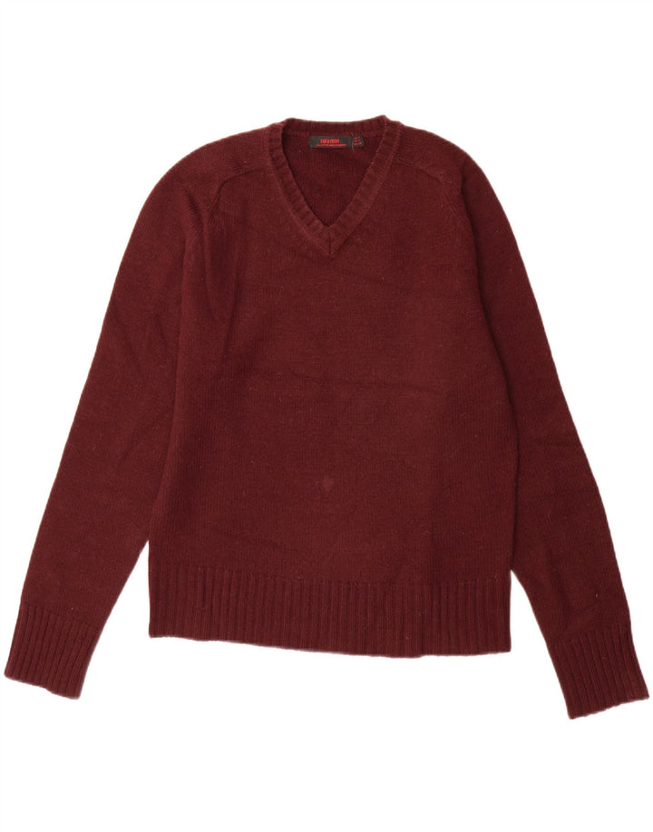 Jersey de Cuello en V para Hombre Zara Talla M Burdeos