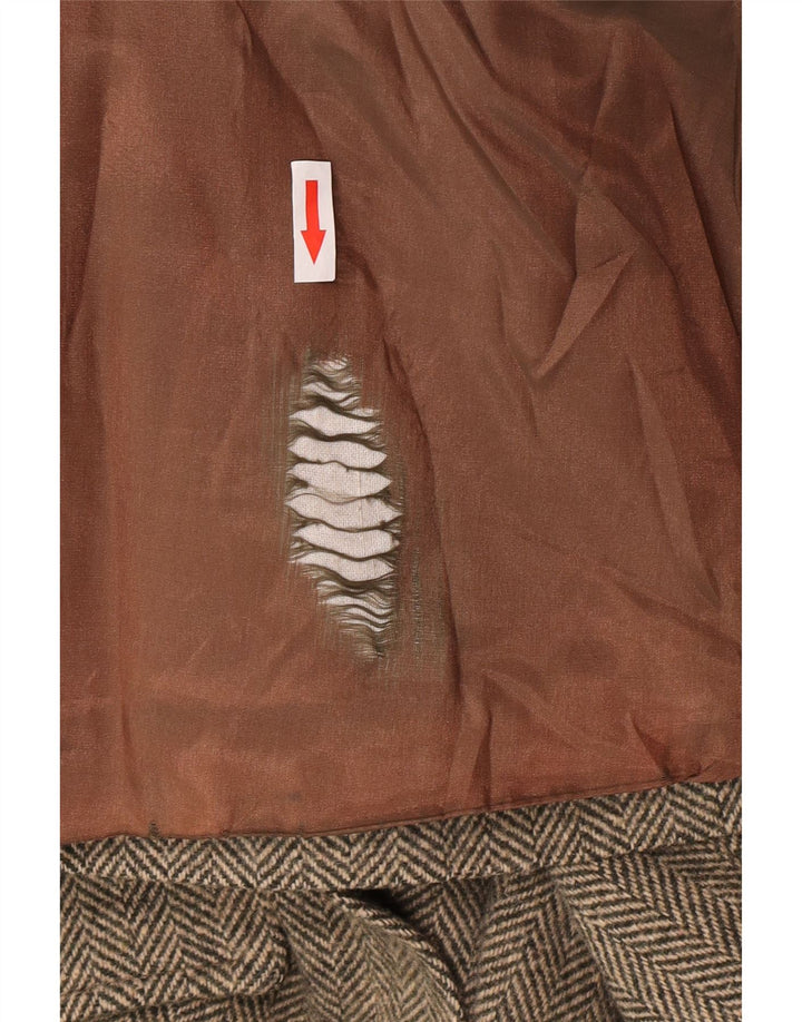 Vintage mujer Blazer chaqueta Reino Unido 12 medio verde herringbone clásico