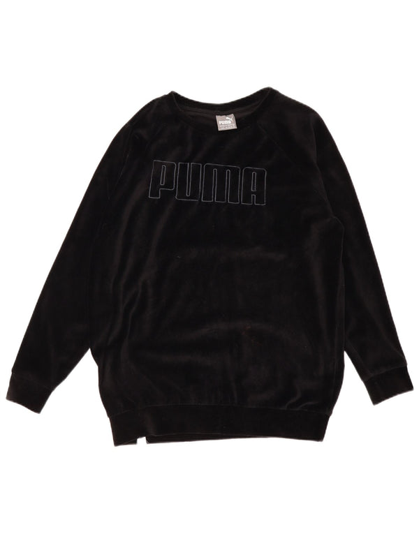 PUMA Sudadera con gráfico extragrande para mujer UK 12 Medium Black Cotton