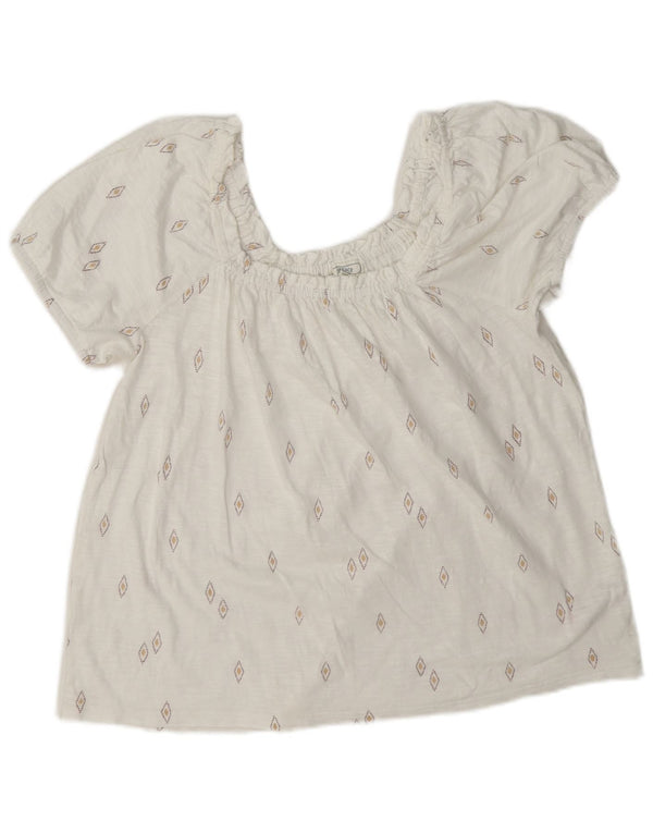 Blusa extragrande corta para mujer de Fat Face UK 40 Small White Geométrico