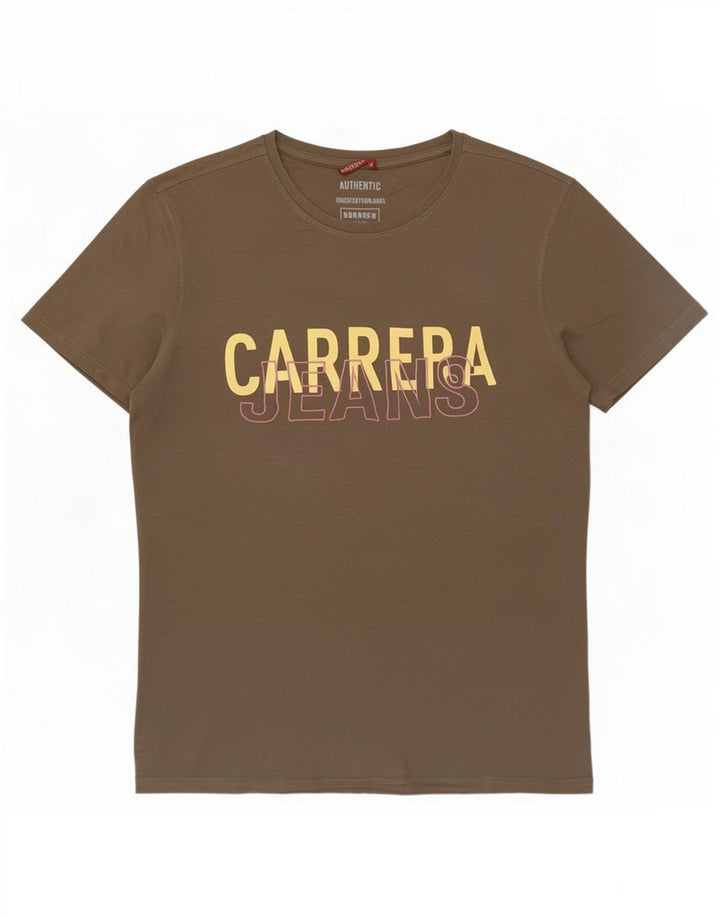 Carrera Camiseta gráfica para hombre Top Medium Khaki Cotton