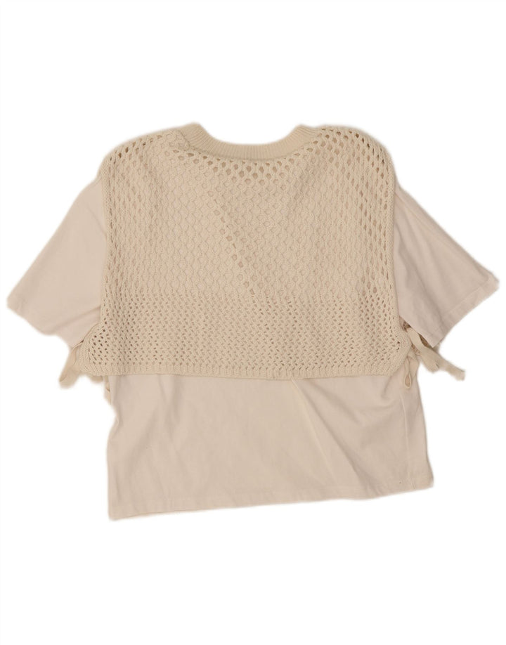 Zara Mujer Blusa Top UK 42 Medio Blanco