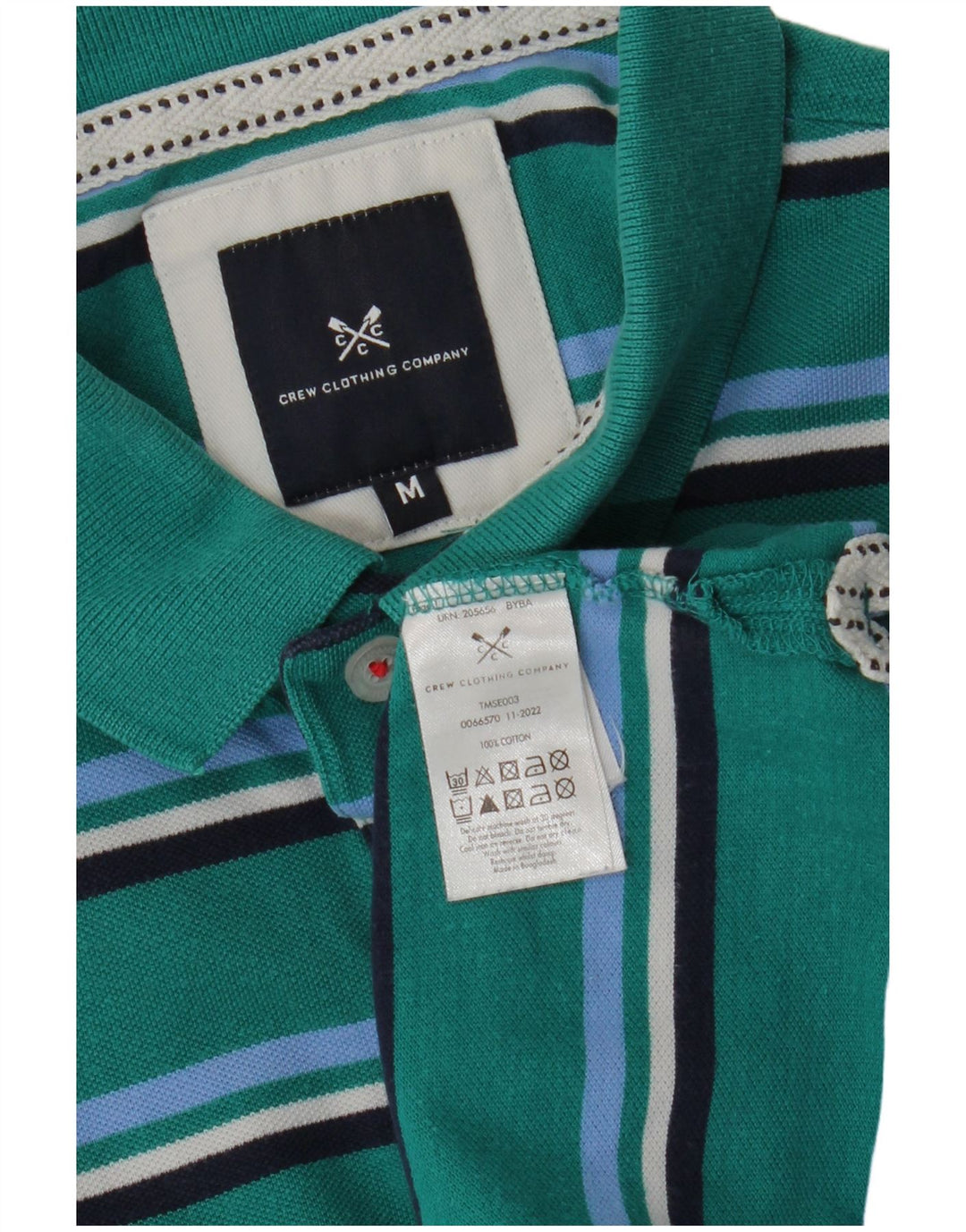 CREW CLOTHING Polo para hombre de algodón a rayas verde medio