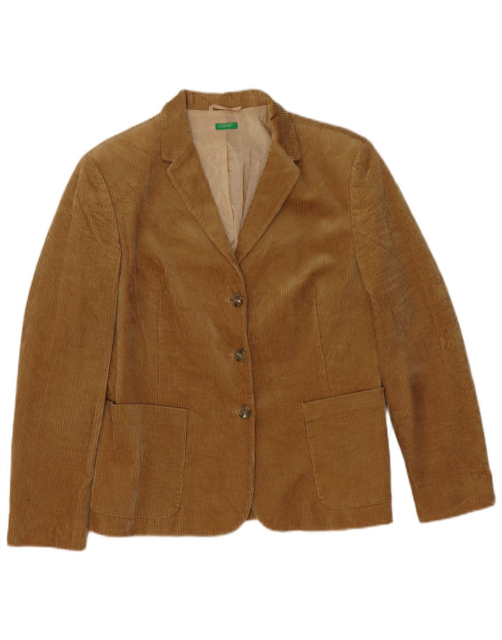 Benetton Chaqueta Americana De Pana De 3 Botones IT 46 Large Marrón Algodón