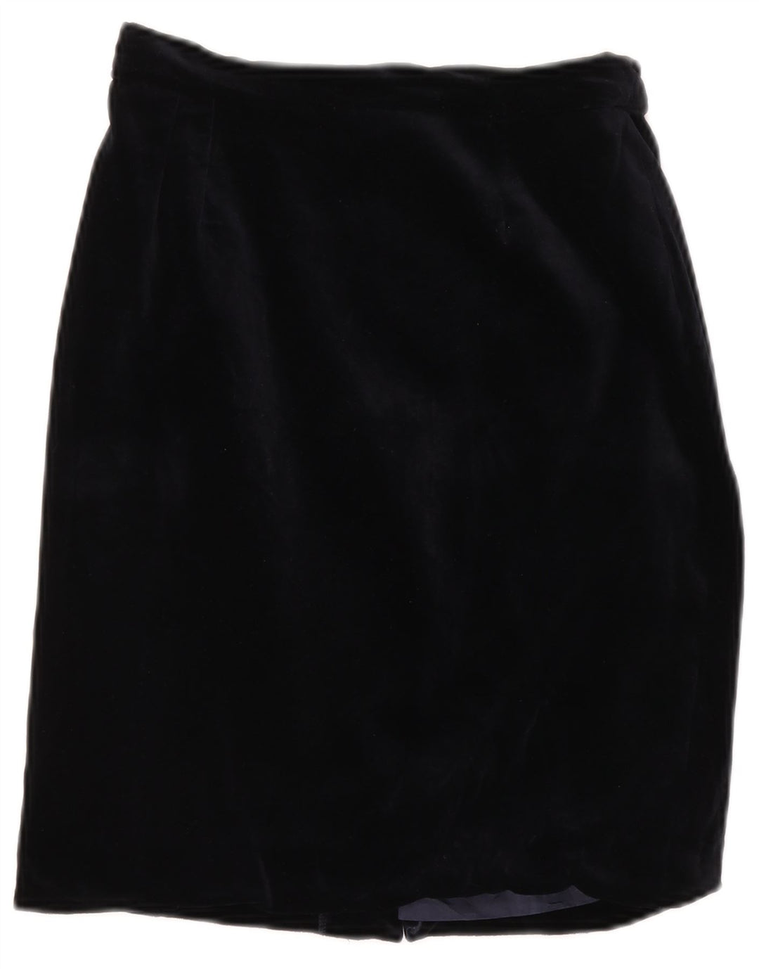VINTAGE Falda lápiz de cintura alta de terciopelo para mujer IT 42 Medio W26 Azul marino