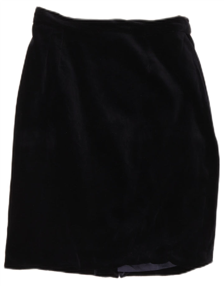 VINTAGE Falda lápiz de cintura alta de terciopelo para mujer IT 42 Medio W26 Azul marino