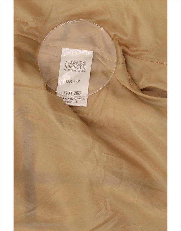 Marks & Spencer Abrigo para mujer UK 8 Small Beige Check Poliéster