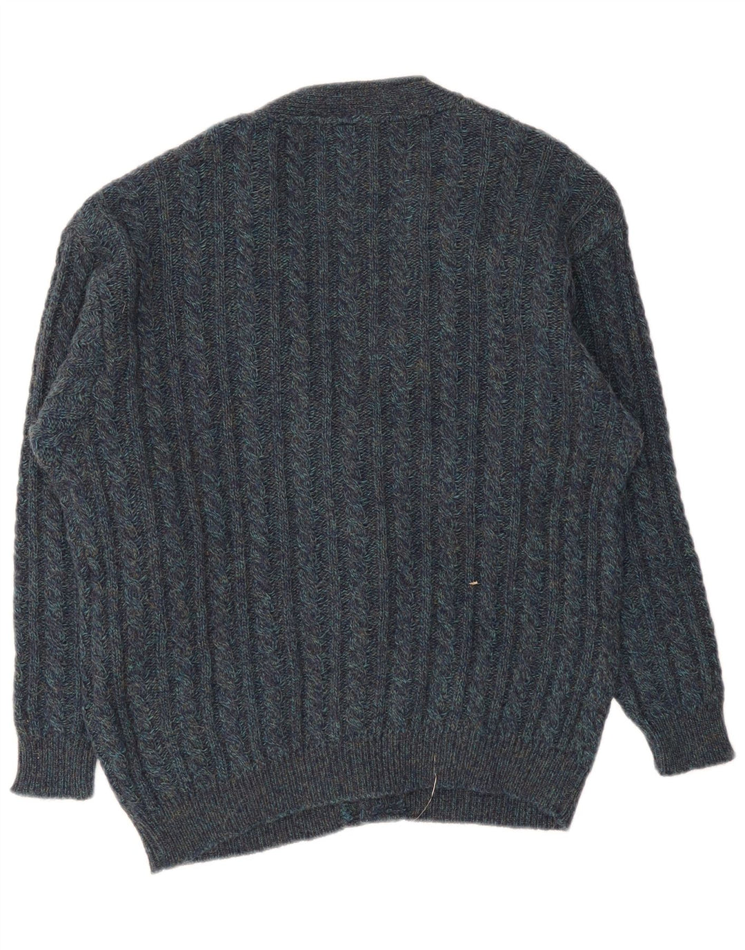 Vintage hombres Cardigan suéter grande azul marino