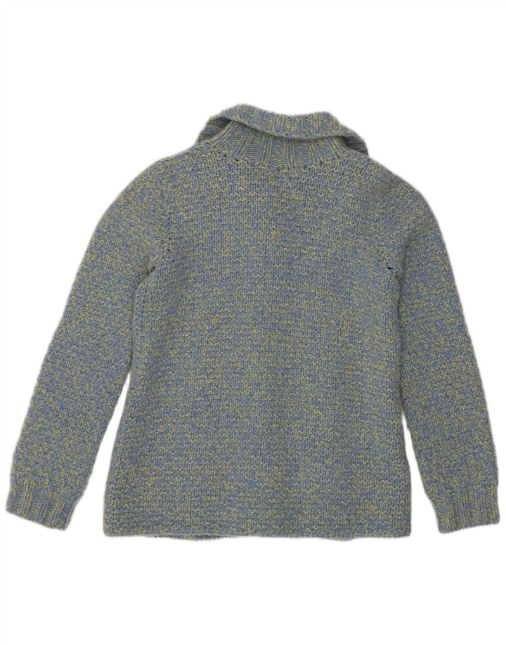 Vintage mujer Cardigan suéter Reino Unido 8 pequeño azul moteado
