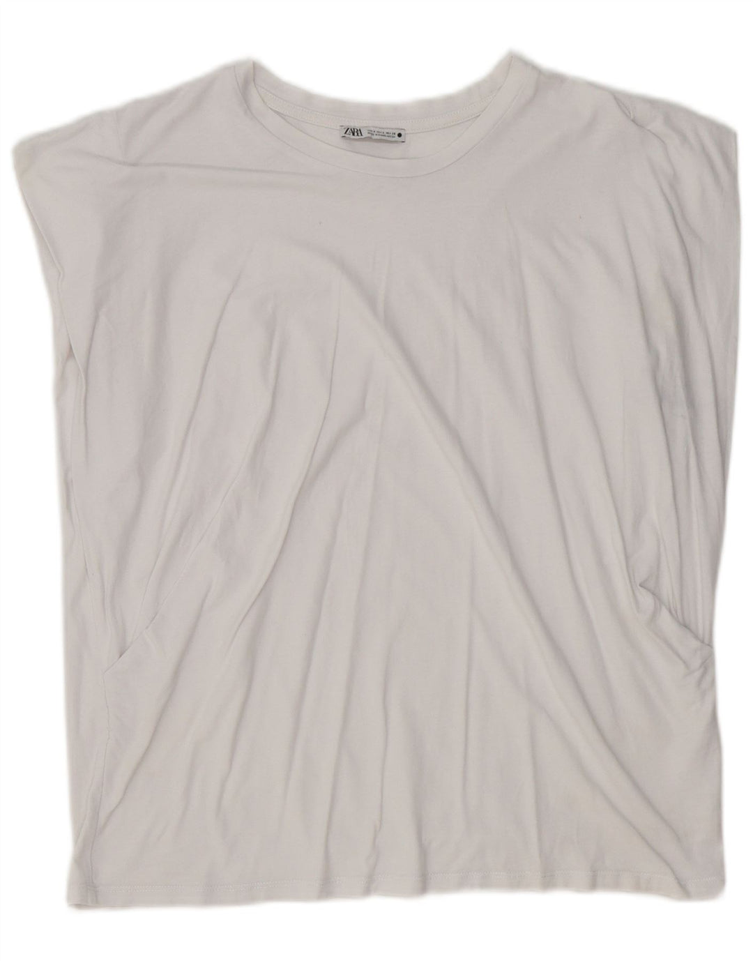 Zara Mujer Camiseta Extragrande Top UK 10 Small Blanco
