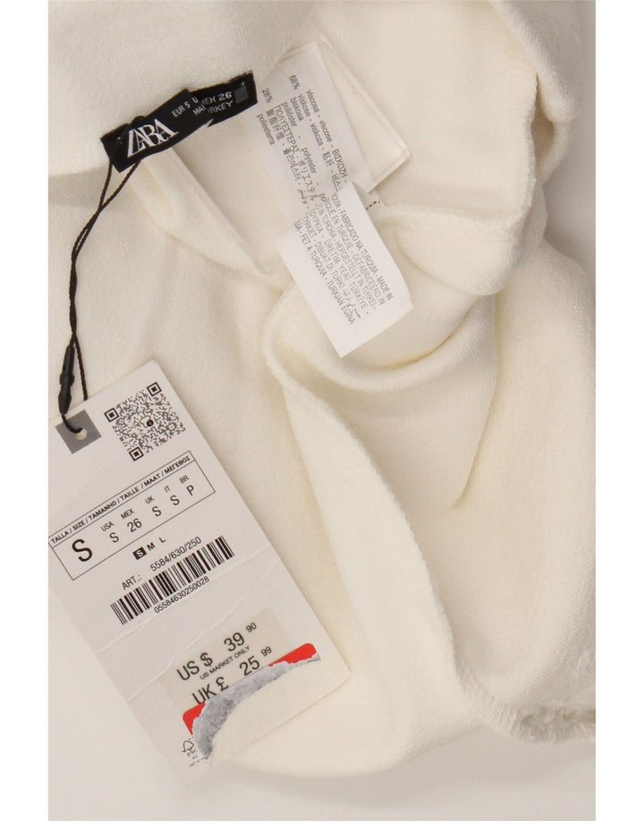 Zara Mujer Falda Recta Small W26 Viscosa Blanca