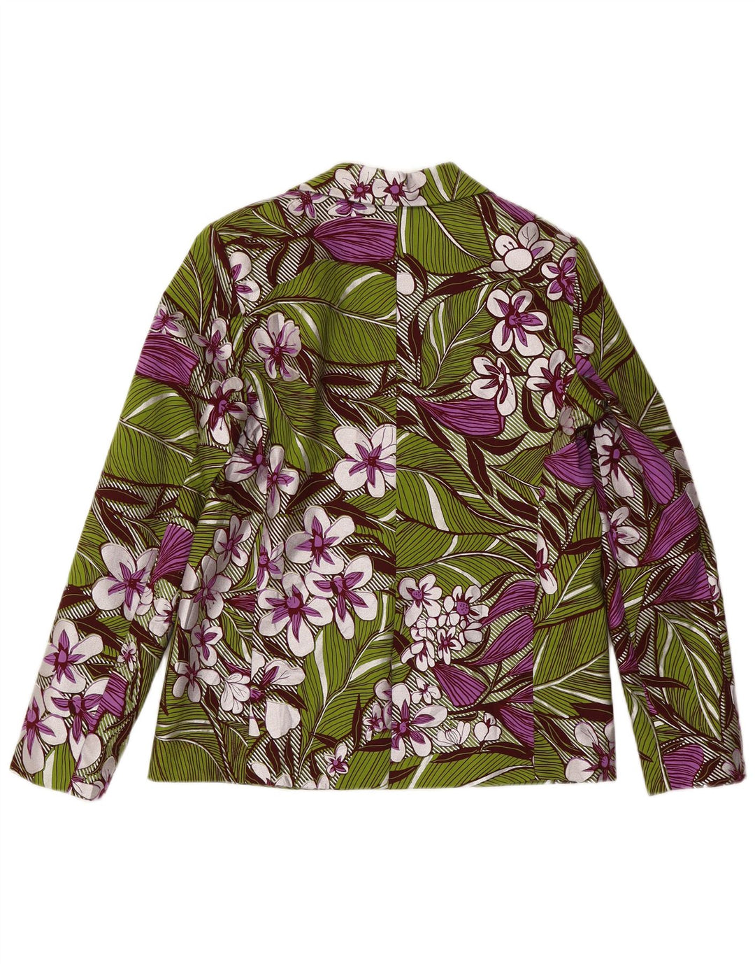Vintage mujer 1 botón Blazer chaqueta IT 42 algodón floral verde medio