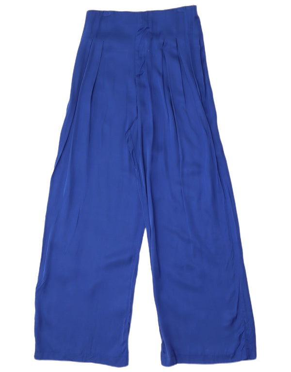 Zara Mujer Pantalones Casuales De Pierna Ancha De Cintura Alta Mediano W28 L30 Azul