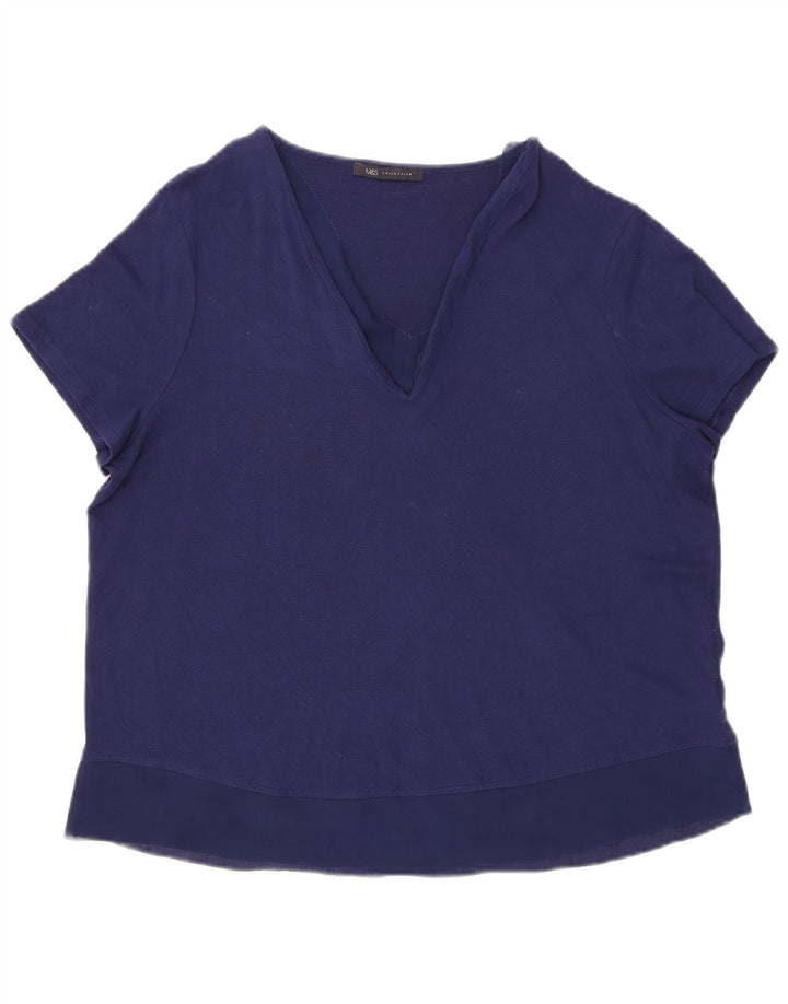 Marks & Spencer Blusa para mujer Top UK 46 Large Viscosa azul marino