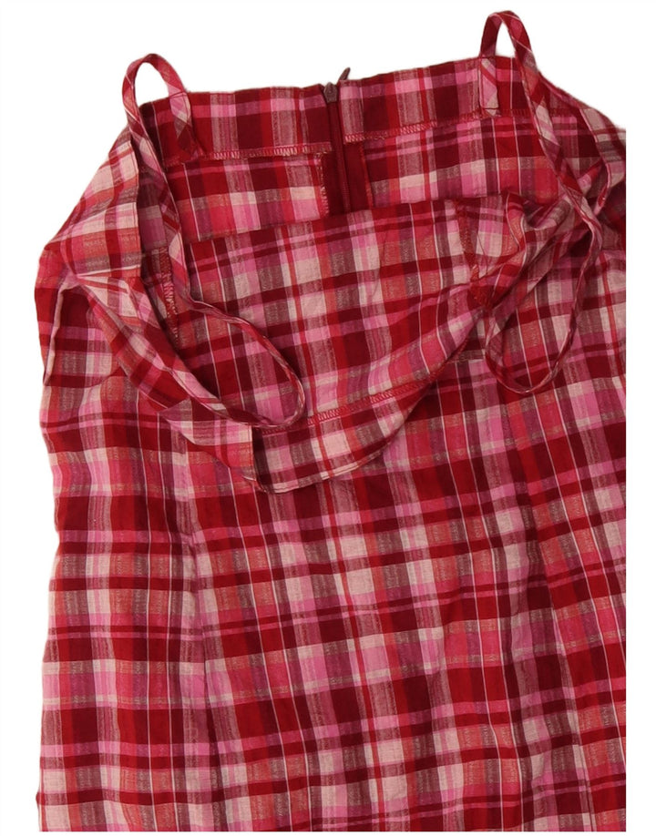 VINTAGE Vestido resbaladizo para mujer Reino Unido 10 Pequeño cheque rosa