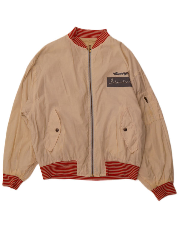 QUARRY Chaqueta reversible gráfica para hombre UK 42 XL Algodón blanco roto