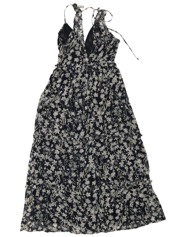 Superdry Vestido largo sin mangas para mujer UK 40 Pequeño azul marino floral bohemio