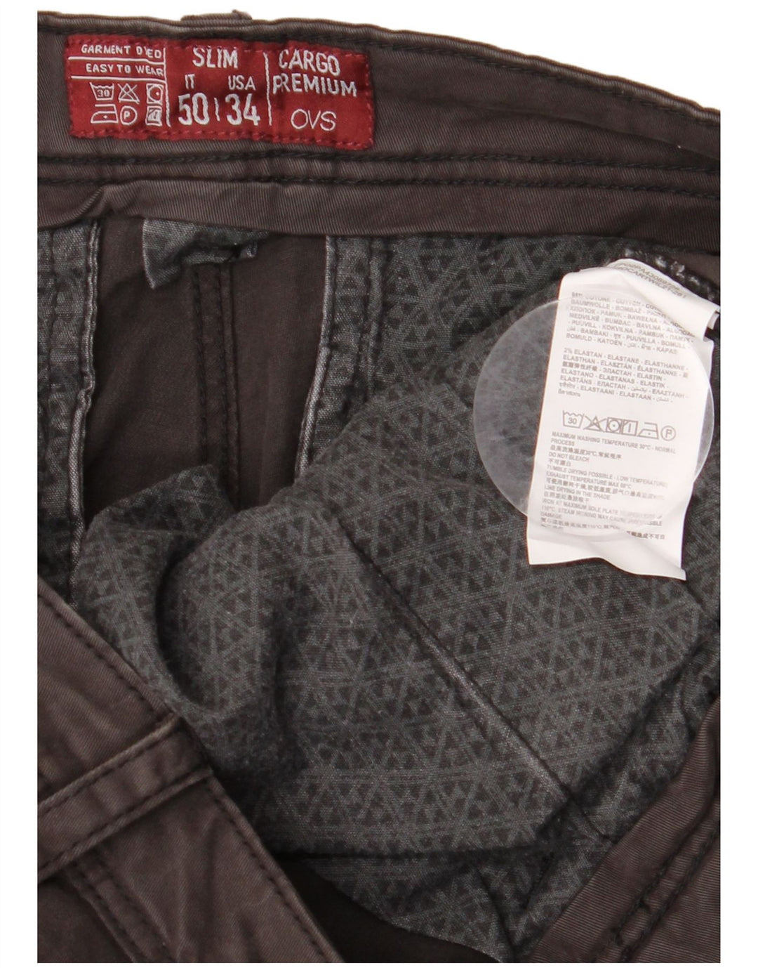 OVS Pantalón cargo recto IT 50 Large W34 L33 Gris Algodón