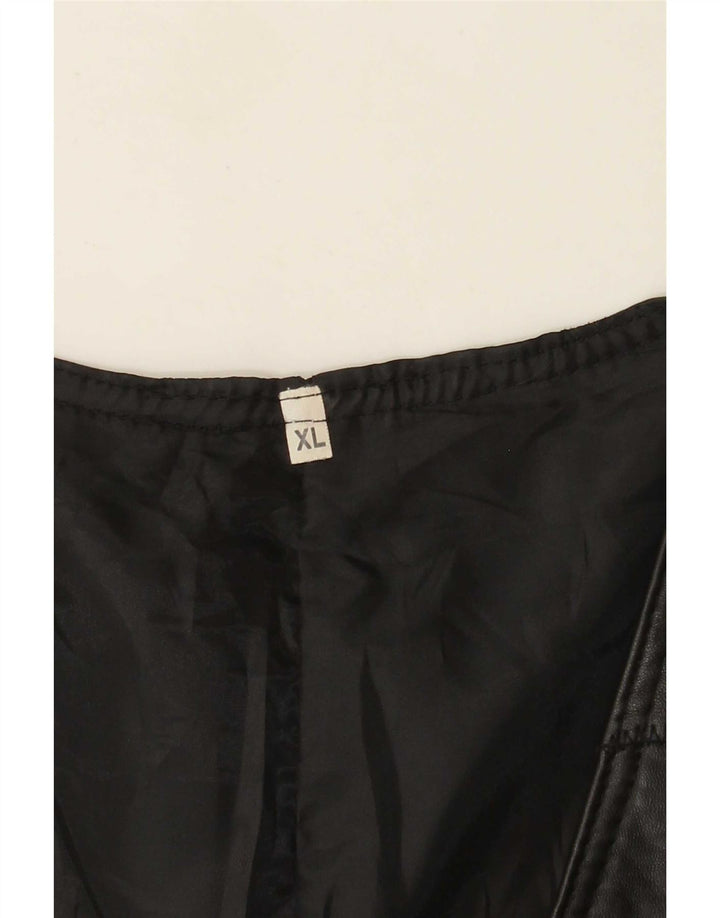 Chaleco de cuero vintage para hombre XL Patchwork negro