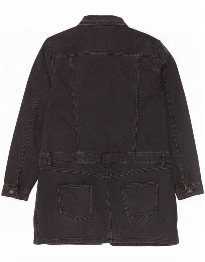 Zara Mujer Abrigo Denim UK 44 Grande Algodón Negro
