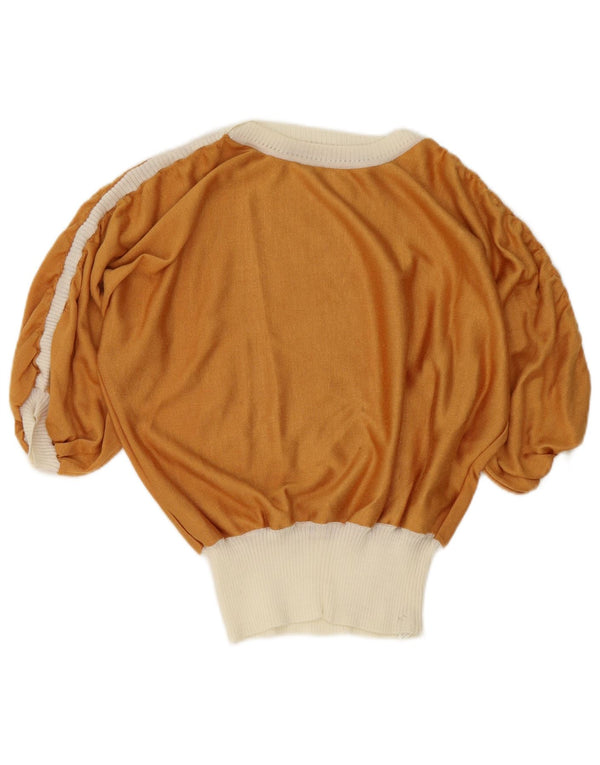 Vintage mujer 3/4 manga barco cuello jersey suéter Reino Unido 18 XL marrón