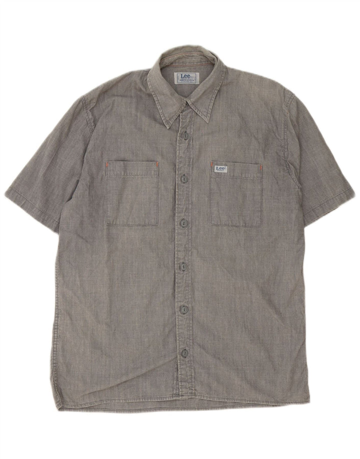 Camisa Lee Hombre De Manga Corta De Algodón Gris Medio