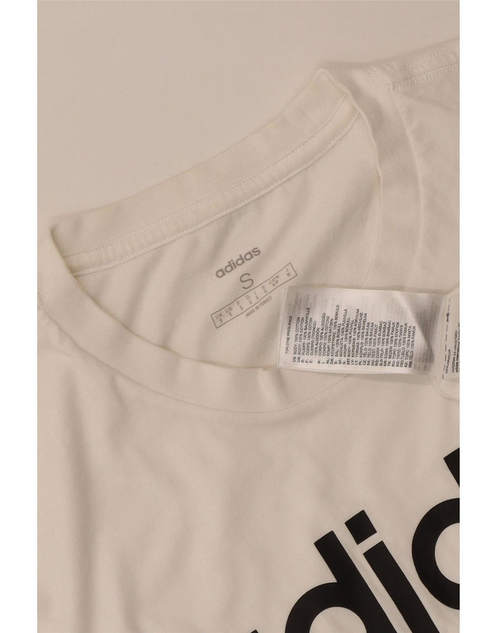 Adidas - Camiseta gráfica para hombre, talla pequeña, algodón blanco