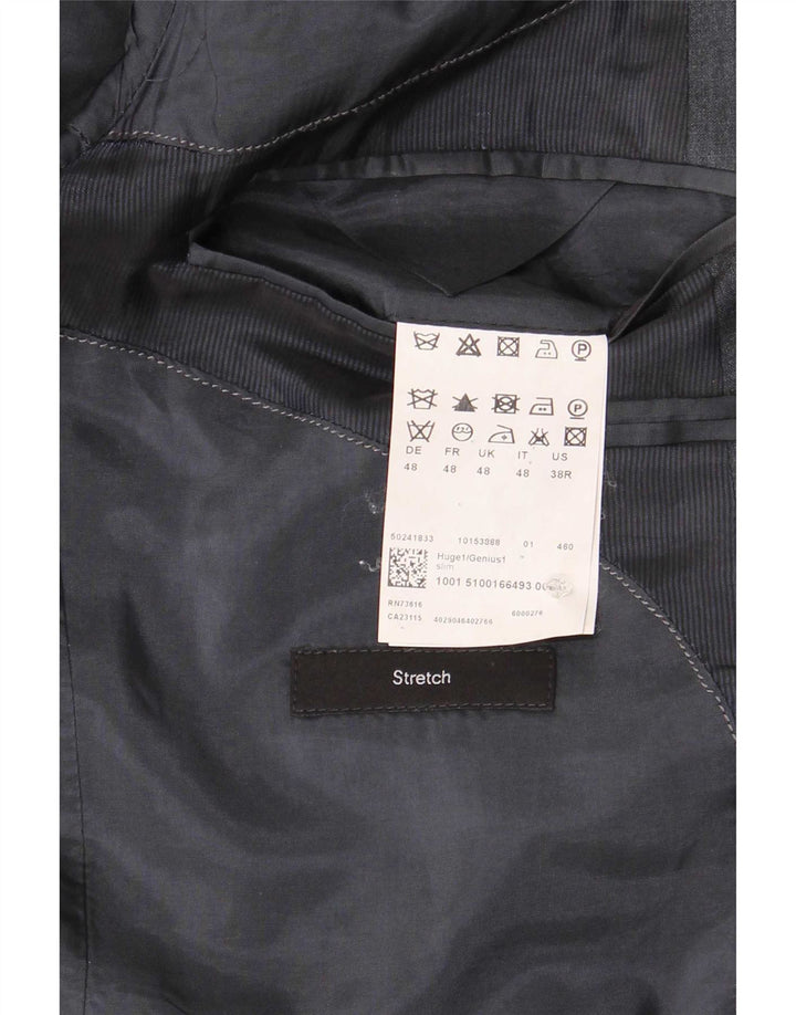 Hugo Boss Chaqueta tipo blazer de 2 botones para hombre EU 48 Lana azul marino mediana